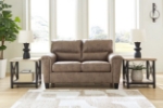 Picture of Dark Brown or Taupe Leather Loveseat