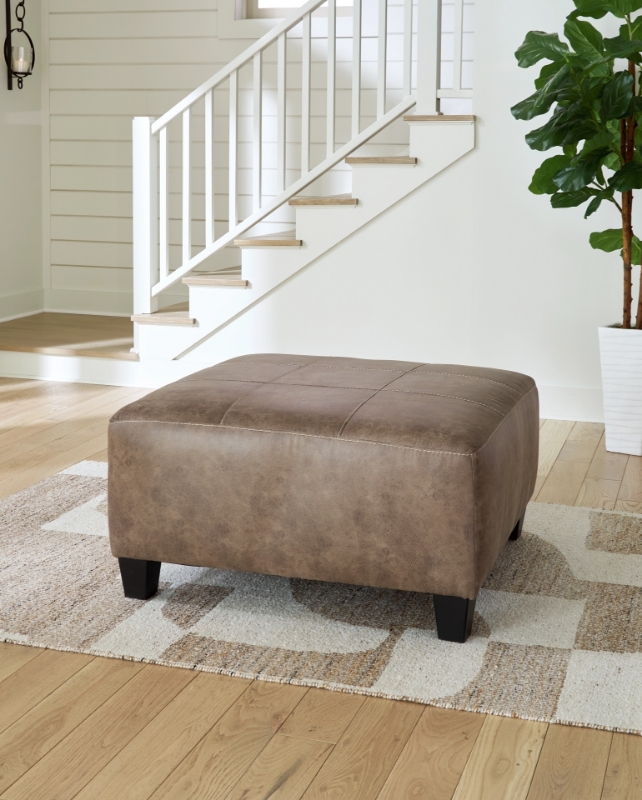 Picture of Taupe Leather Ottoman