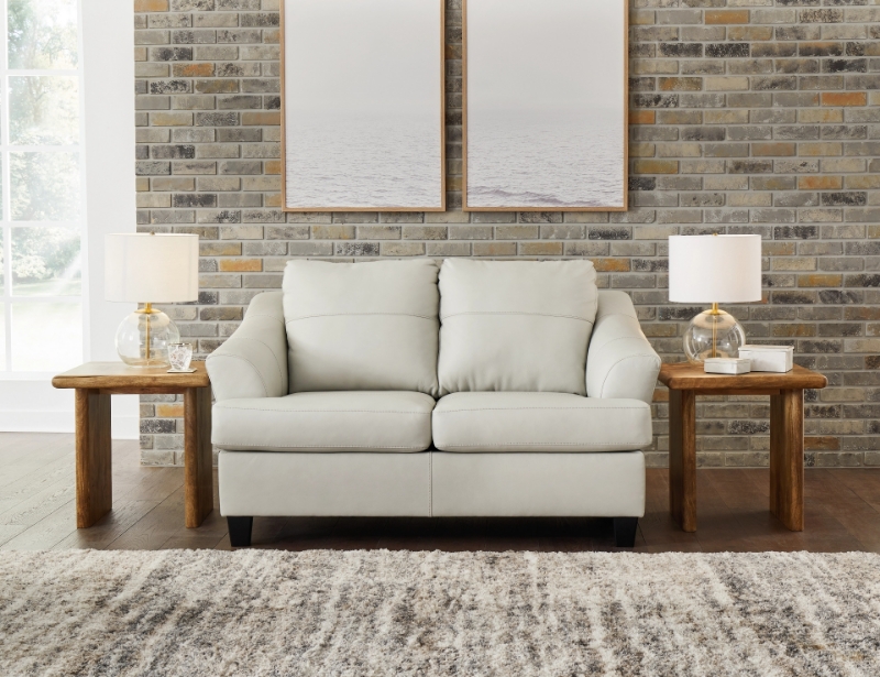 Picture of Coconut White/Gray Leather Loveseat