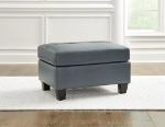 Picture of Coconut White/Gray Leather Ottoman