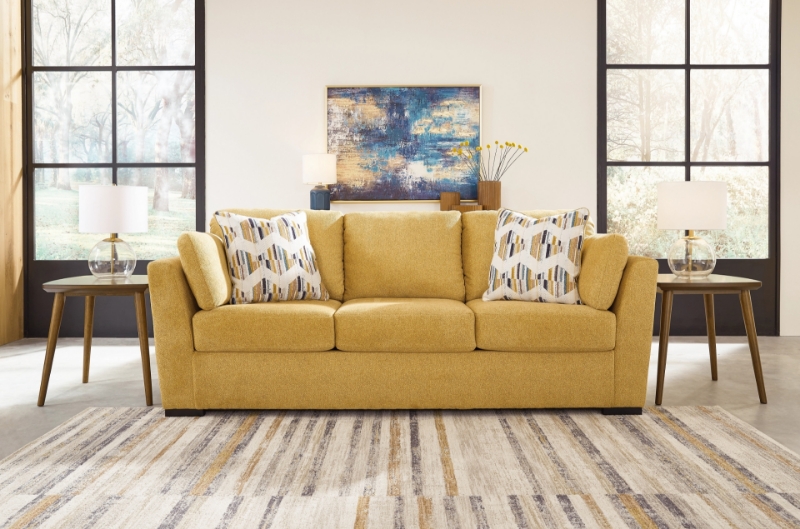 Picture of Yellow/Teal Sofa, Loveseat and Chair