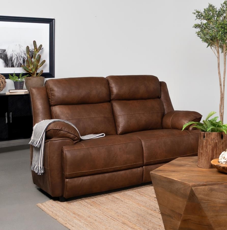 Picture of Leather Arm Loveseat Dark Brown