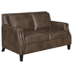 Picture of Genuine Leather Arm Loveseat Brown Sugar