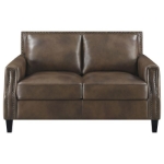 Picture of Genuine Leather Arm Loveseat Brown Sugar