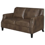 Picture of Genuine Leather Arm Loveseat Brown Sugar