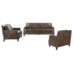 Picture of Genuine Leather Arm Sofa, Loveseat and Chair Brown Sugar