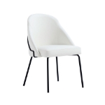 Picture of White, Tan, Stone Leatherette Dining Chair with Black Legs