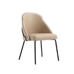 Picture of White, Tan, Stone Leatherette Dining Chair with Black Legs