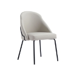 Picture of White, Tan, Stone Leatherette Dining Chair with Black Legs