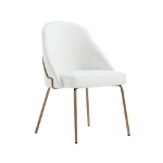 Picture of White, Tan, Stone Leatherette Dining Chair with Gold Legs