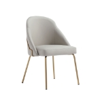 Picture of White, Tan, Stone Leatherette Dining Chair with Gold Legs