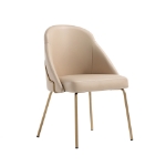 Picture of White, Tan, Stone Leatherette Dining Chair with Gold Legs