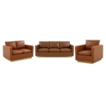 Picture of Leather Sofa, Loveseat and Chair with Gold Frame