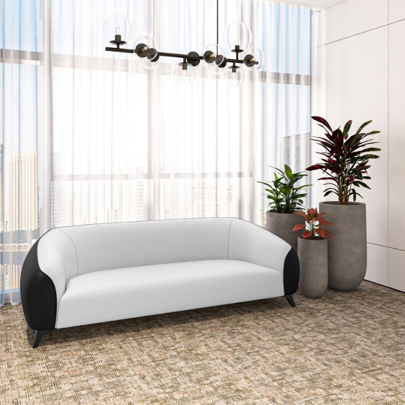 Picture of 3-Seater Leather Sofa with Stainless Steel Legs