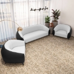 Picture of 3-Seater Leather Sofa with Stainless Steel Legs