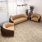 Picture of 3-Seater Leather Sofa with Stainless Steel Legs