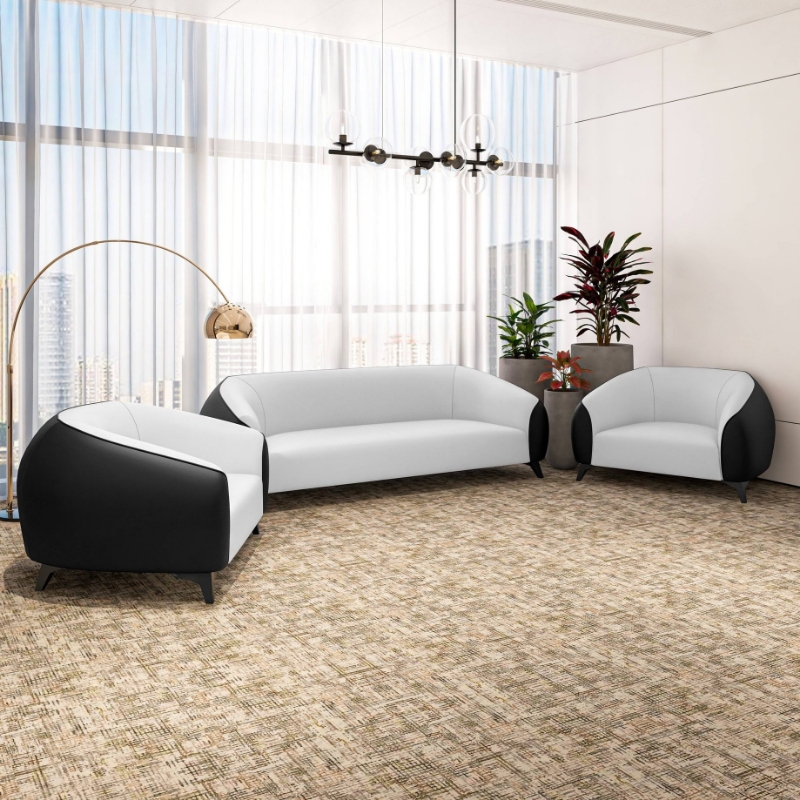 Picture of 3-Piece Leather Sofa Set with Stainless Steel Legs