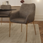 Picture of Leather Dining Chair with Gold Chrome Legs