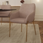 Picture of Leather Dining Chair with Gold Chrome Legs