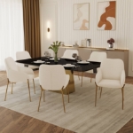 Picture of Velvet/Boucle Dining Chair with Gold Chrome Legs