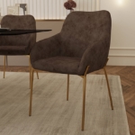 Picture of Velvet/Boucle Dining Chair with Gold Chrome Legs