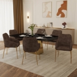 Picture of Velvet/Boucle Dining Chair with Gold Chrome Legs