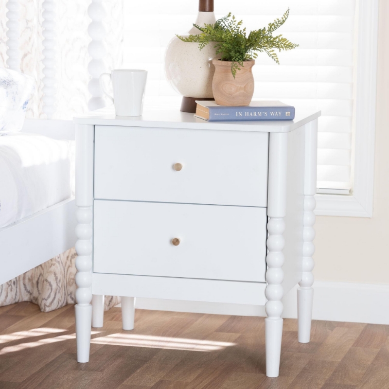 Picture of White/Black/Oak Brown Vintage Artistry 2 Drawer Nightstand