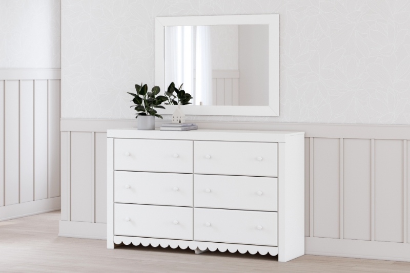 Picture of White 6 Drawer Dresser and Mirror