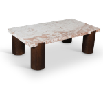 Picture of 54" Handcrafted Genuine Marble Oak Wood Coffee Table