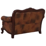 Picture of Genuine Leather Brown Rolled Arm Loveseat