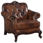 Picture of Genuine Leather Brown Rolled Arm Chair