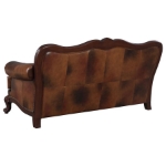 Picture of Genuine Leather Brown Rolled Arm Sofa, Loveseat and Chair