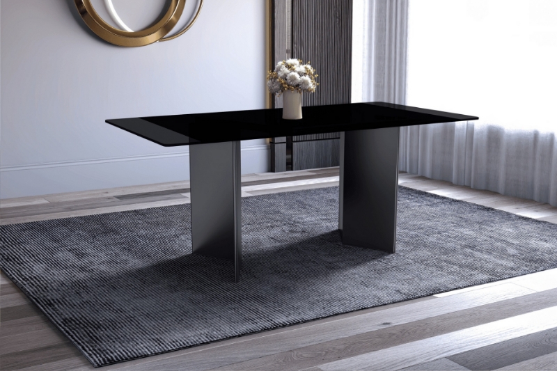 Picture of 55"/62"/71" Dining Table with a Rectangular Glass/Sintered Stone Tabletop and Stainless Steel Base