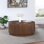 Picture of 36"/ 17.5" Mix of Solid Wood, Polyresin & MDF With Oak Veneer Coffee Table and End Table