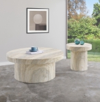 Picture of 36"/18" Fluted Concrete Table in Travertine Finish Coffee Table and End Table