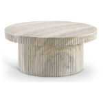 Picture of 36"/18" Fluted Concrete Table in Travertine Finish Coffee Table and End Table