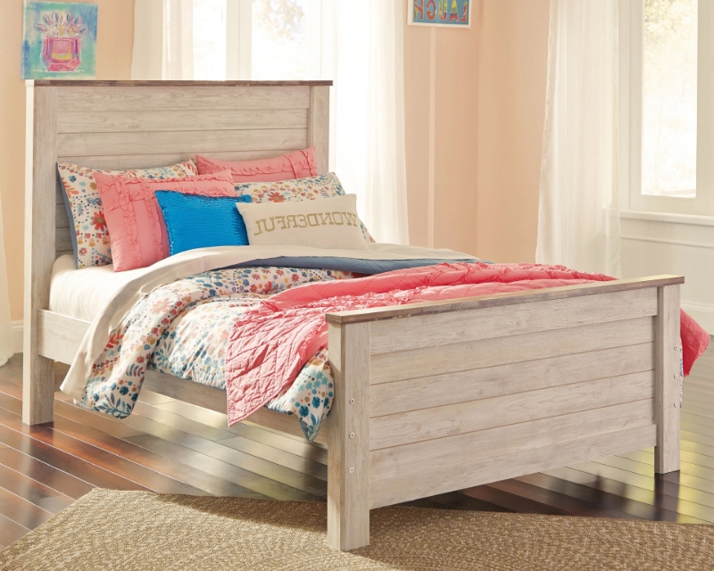 Picture of 54" Whitewash Full Panel Bed W/Storage or W/o Storage