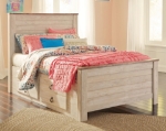 Picture of 54" Whitewash Full Panel Bed W/Storage or W/o Storage