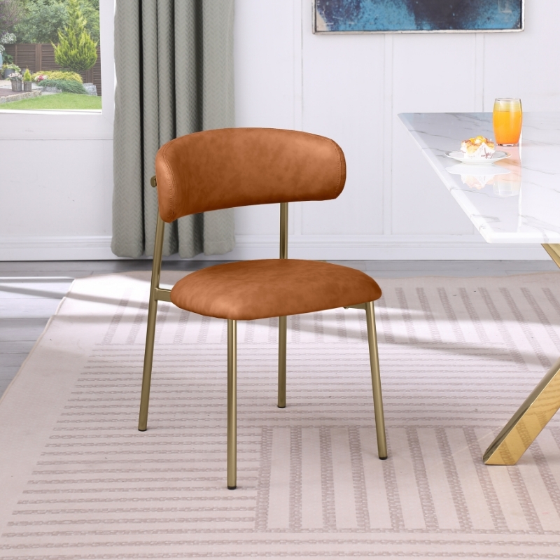 Picture of Leather Upholstered Dining Chair with Gold or Black Legs