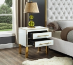 Picture of 23.5" Rich Gold Stainless Steel Legs & Trim White Lacquer Side Table