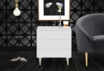 Picture of 24" White Lacquer Acrylic Legs With Gold Tips Side Table