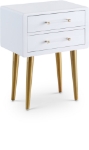 Picture of 20"Rich White Lacquer Gold Stainless Steel Legs Side Table