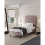 Picture of 39" 44" 48" and 54" Velvet Bedframe and Headboard in Greige Velvet Bed